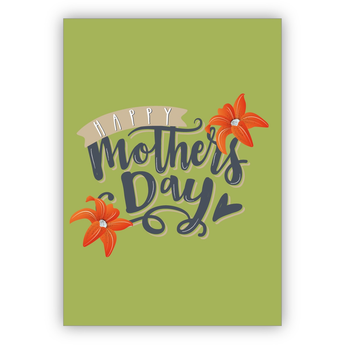 Schicke Surfer Glückwunschkarte zum Muttertag, Muttertagskarte auf grün: Happy Mother's day