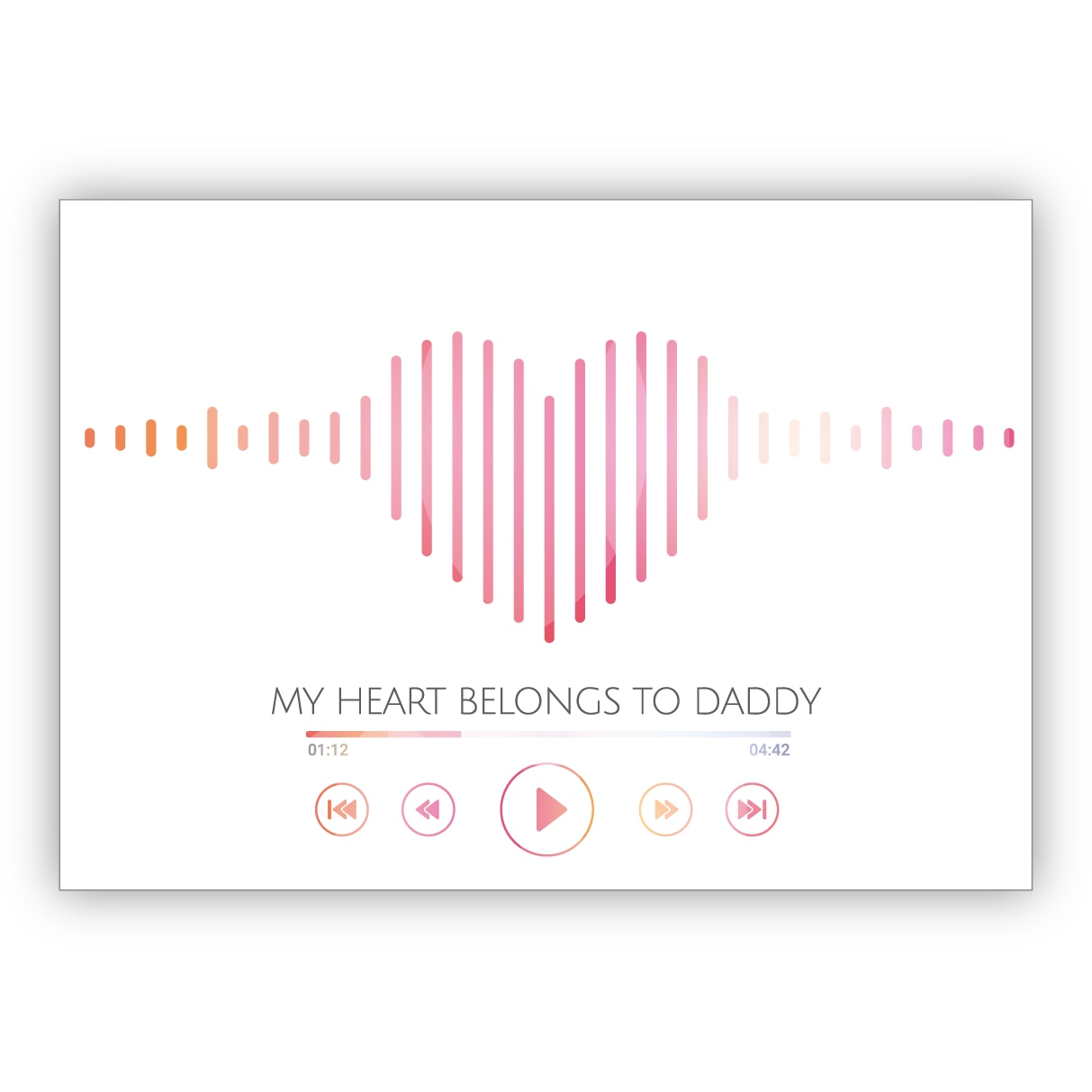 Tolle Geburtstagskarte, Vatertagskarte mit Herz Sound Optik: My hear belongs to daddy