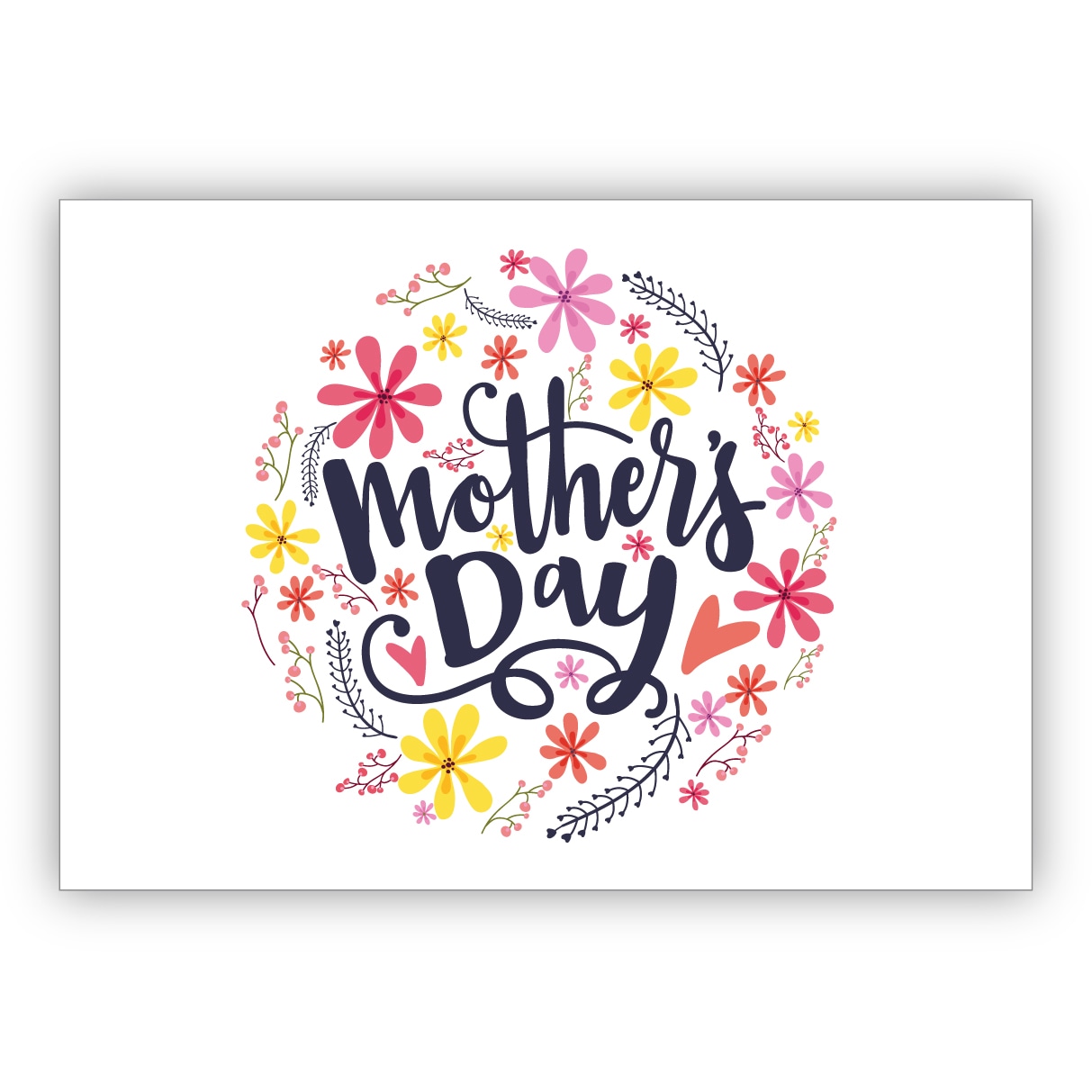 Hübsche Muttertaggskarte als Glückwunsch zum Muttertag mit Blüten: Mother's day