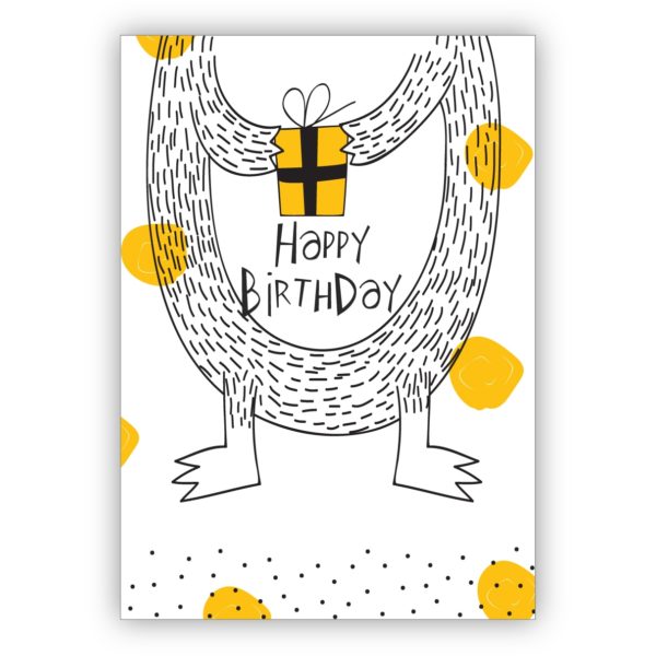 coole Monster Geburtstagskarte nicht nur für Kinder "Happy Birthday"