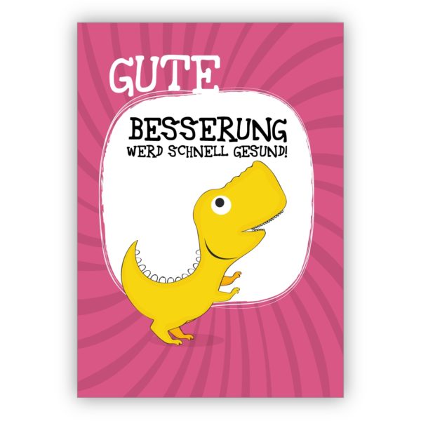 Süße Dinosaurier Genesungskarte nicht nur für Kinder: Gute Besserung werd schnell gesund!