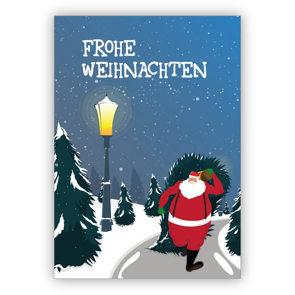 Klassische illustrierte Weihnachtskarte mit Weihnachtsmann: Frohe Weihnachten