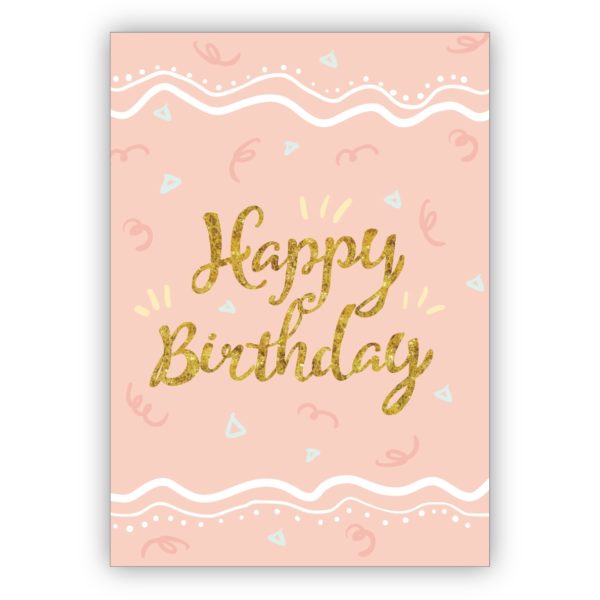 Romantische rosa Geburtstagskarte: Happy Birthday
