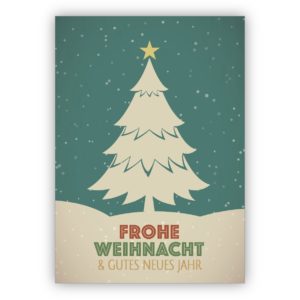 Edle Retro Weihnachtskarte mit Weihnachtsbaum: Frohe Weihnacht & gutes neues Jahr