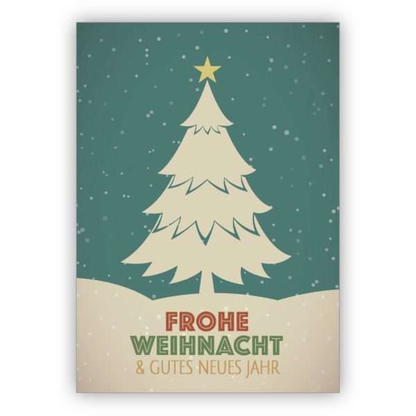 Edle Retro Weihnachtskarte mit Weihnachtsbaum: Frohe Weihnacht & gutes neues Jahr