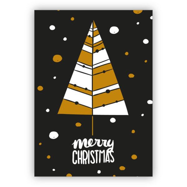 Edle englische, moderne Retro Weihnachtskarte mit Weihnachtsbaum: Merry Christmas