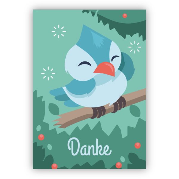 Süße Dankeskarte mit dickem Vögelchen: Danke
