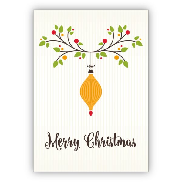Elegante englische Weihnachtskarte mit Weihnachtsschmuck: Merry Christmas