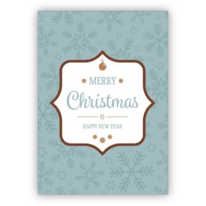 Edle grafische Weihnachtskarte mit Schneeflocken: Merry Chritmas & happy new year
