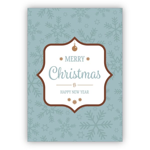 Edle grafische Weihnachtskarte mit Schneeflocken: Merry Chritmas & happy new year