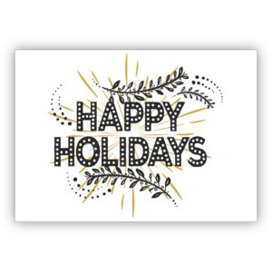 Edle Designer Weihnachtskarte mit Trend Typografie: Happy Holidays