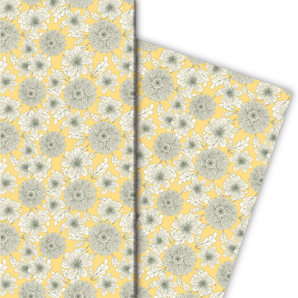 Kartenkaufrausch: Edles Sommer Geschenkpapier mit aus unserer florale Papeterie in gelb