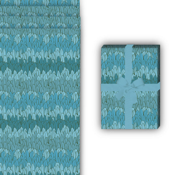 Designer Geschenkverpackung: Trendiges Streifen Geschenkpapier mit von Kartenkaufrausch in blau