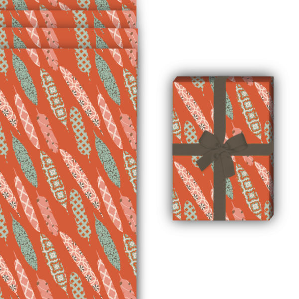 Designer Geschenkverpackung: Edles Designer Geschenkpapier mit von Kartenkaufrausch in orange