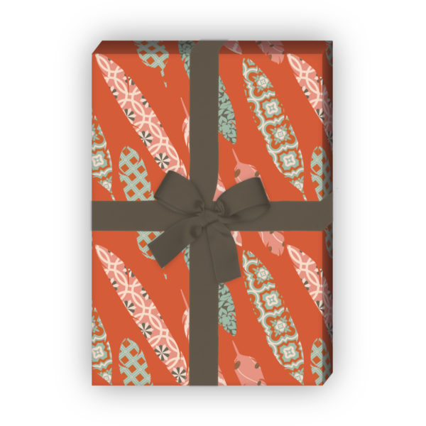 Kartenkaufrausch: Edles Designer Geschenkpapier mit aus unserer Designer Papeterie in orange