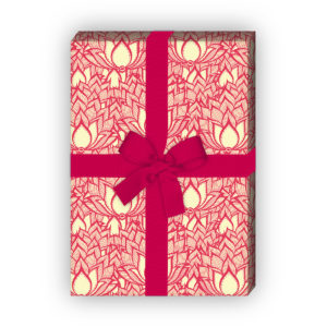 Kartenkaufrausch: Elegantes Lotusblüten Geschenkpapier in aus unserer florale Papeterie in rot