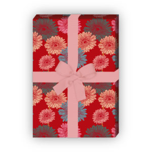 Kartenkaufrausch: Modernes Sommer Blumen Geschenkpapier aus unserer florale Papeterie in rot