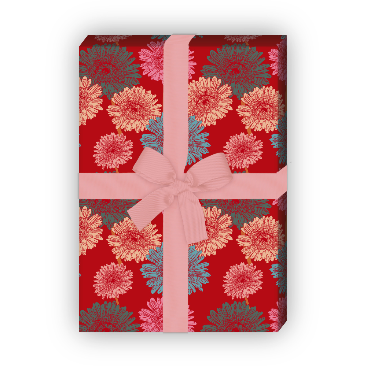 Kartenkaufrausch: Modernes Sommer Blumen Geschenkpapier aus unserer florale Papeterie in rot