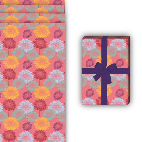 florale Geschenkverpackung: Modernes Sommer Blumen Geschenkpapier von Kartenkaufrausch in rosa