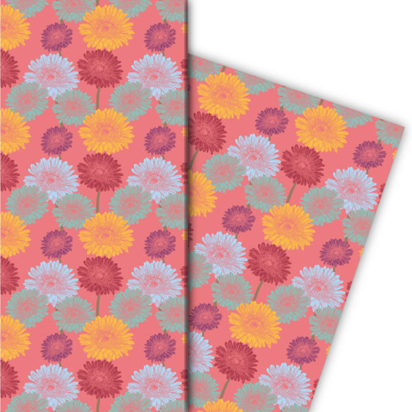 Kartenkaufrausch: Modernes Sommer Blumen Geschenkpapier aus unserer florale Papeterie in rosa