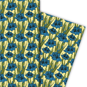 Kartenkaufrausch: Edles Sommer Geschenkpapier mit aus unserer florale Papeterie in blau