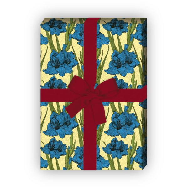 Kartenkaufrausch: Edles Sommer Geschenkpapier mit aus unserer florale Papeterie in blau