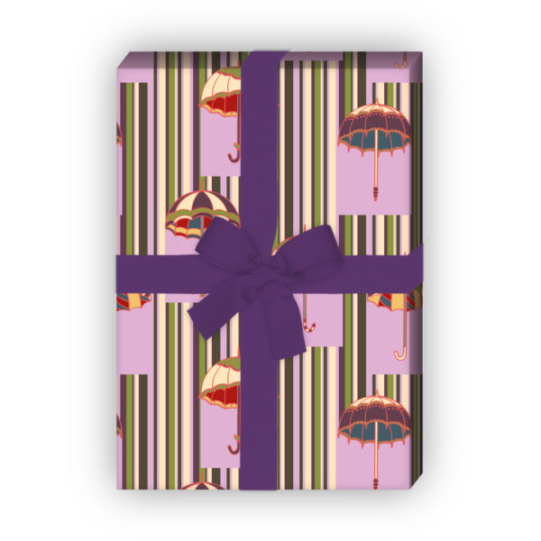 Kartenkaufrausch: Lustiges Regen Streifen Geschenkpapier aus unserer Herbst Papeterie in lila