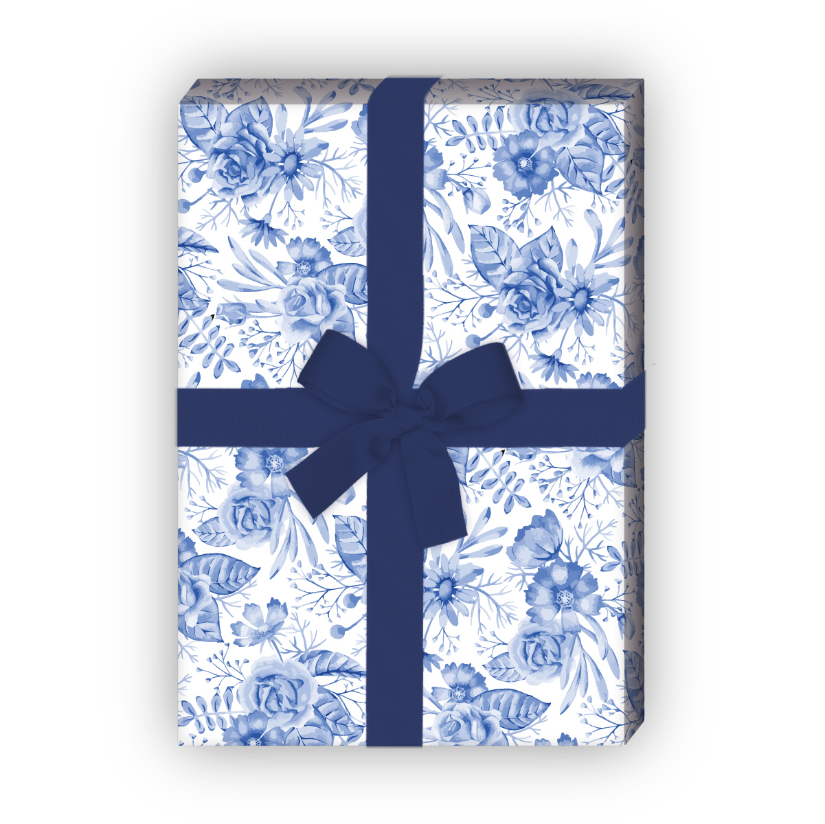 Kartenkaufrausch: Klassisch elegantes Geschenkpapier mit aus unserer florale Papeterie in blau