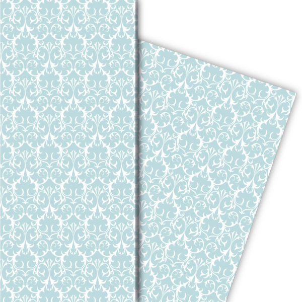 Kartenkaufrausch: Elegantes ornamentales Geschenkpapier auch aus unserer Geburt Papeterie in hellblau