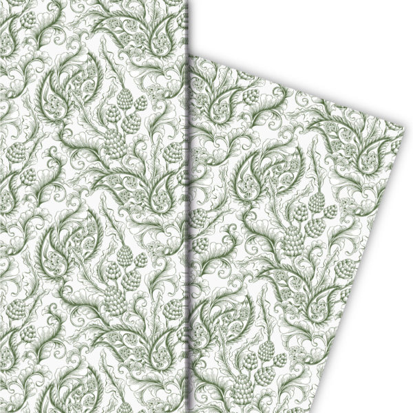 Kartenkaufrausch: Klassisch florales Geschenkpapier mit aus unserer Natur Papeterie in grün