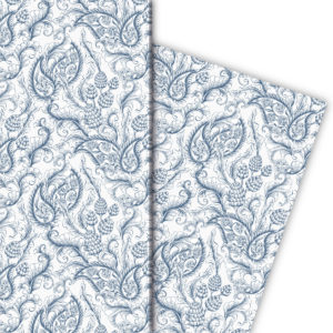 Kartenkaufrausch: Klassisch florales Geschenkpapier mit aus unserer Natur Papeterie in blau
