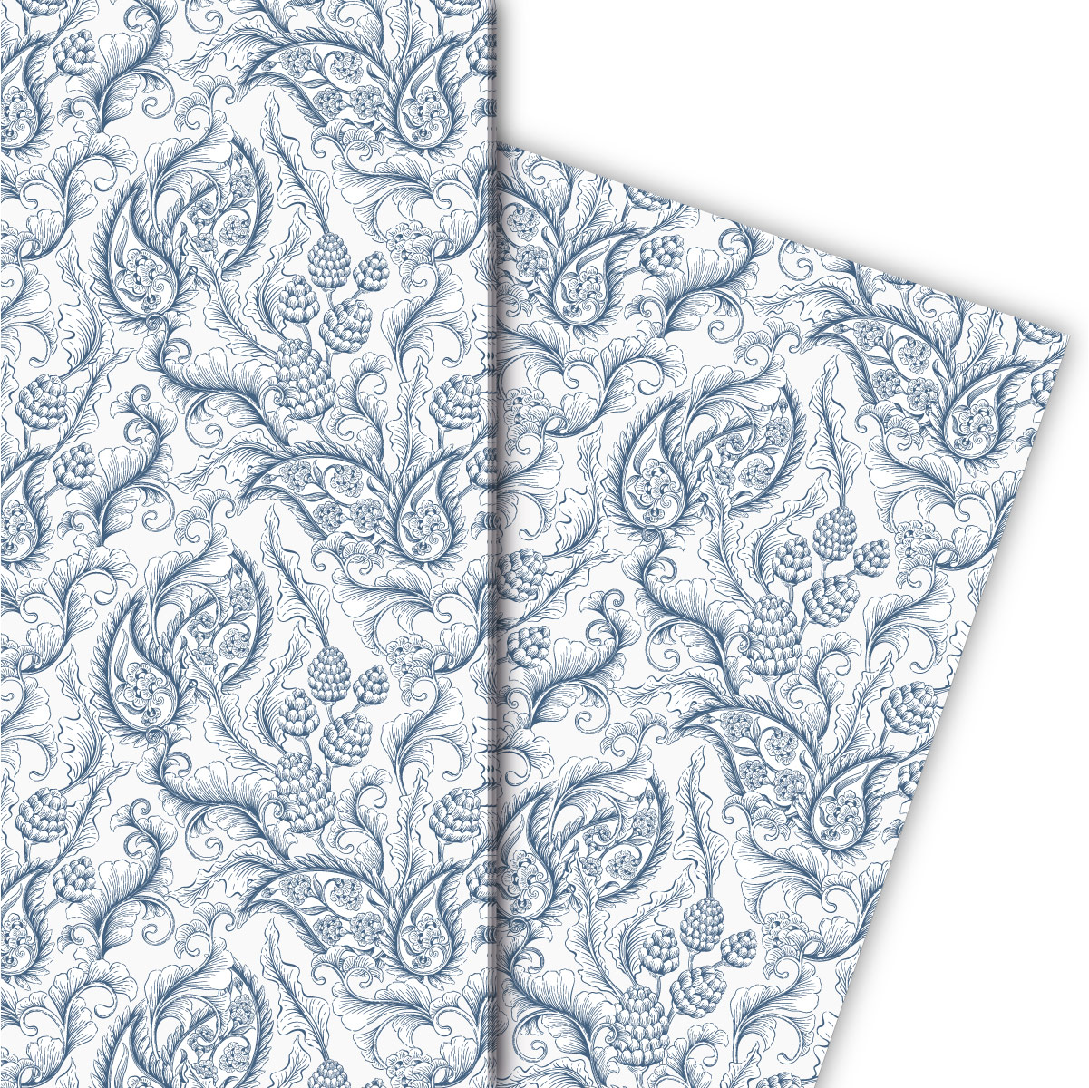 Kartenkaufrausch: Klassisch florales Geschenkpapier mit aus unserer Natur Papeterie in blau
