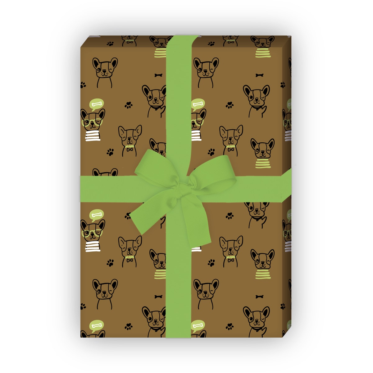 Kartenkaufrausch: Cooles Bulldoggen Geschenkpapier mit aus unserer Tier Papeterie in braun