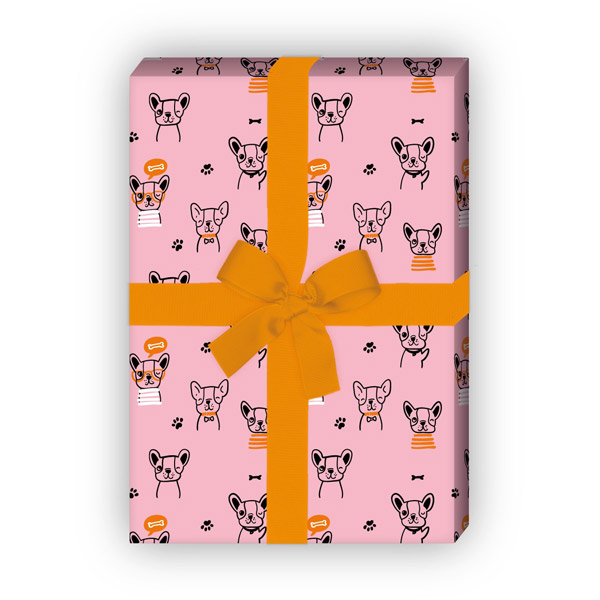 Kartenkaufrausch: Cooles Bulldoggen Geschenkpapier mit aus unserer Tier Papeterie in rosa