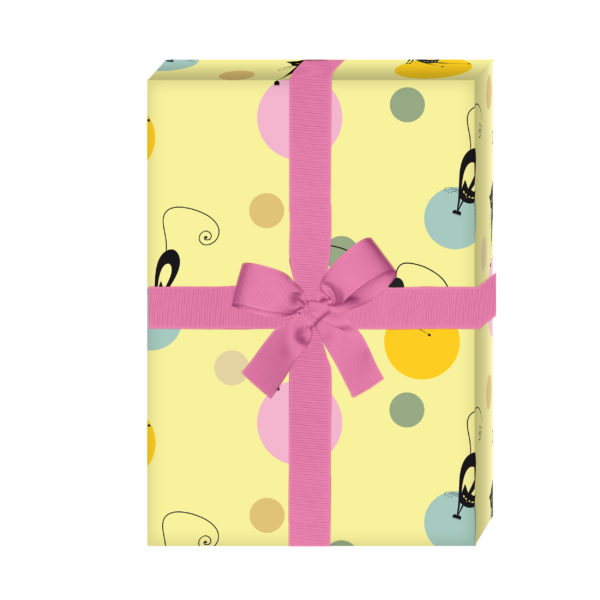 Kartenkaufrausch: Fröhliches Katzen Geschenkpapier mit aus unserer Dankes Papeterie in gelb