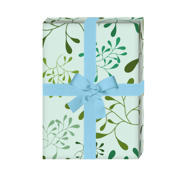 Kartenkaufrausch: Modernes Geschenkpapier mit Blätter aus unserer Dankes Papeterie in blau