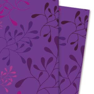 Modernes Geschenkpapier mit Blätter Design, lila pink