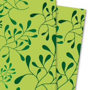 Modernes Geschenkpapier mit Blätter Design, grün