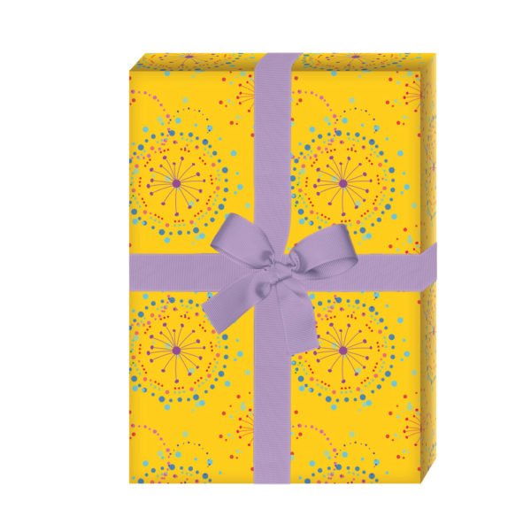 Kartenkaufrausch: Fröhliches Feuerwerks Geschenkpapier auf aus unserer Geburtstags Papeterie in gelb