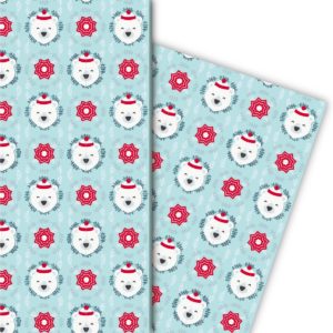 Kartenkaufrausch: Weihnachts Geschenkpapier mit Eisbär aus unserer Weihnachts Papeterie in hellblau