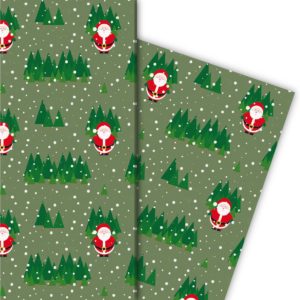 Kartenkaufrausch: Schnee Weihnachts Geschenkpapier mit aus unserer Weihnachts Papeterie in grün