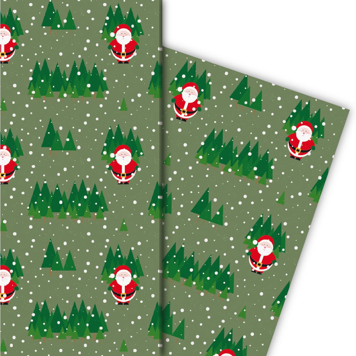 Kartenkaufrausch: Schnee Weihnachts Geschenkpapier mit aus unserer Weihnachts Papeterie in grün