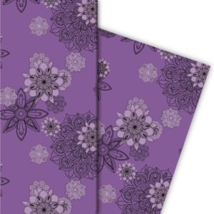 Kartenkaufrausch: Elegantes Geschenkpapier mit Blüten, aus unserer Geburtstags Papeterie in lila