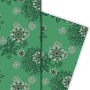 Kartenkaufrausch: Elegantes Geschenkpapier mit Blüten, aus unserer Geburtstags Papeterie in grün