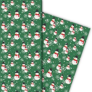 Kartenkaufrausch: Winter Geschenkpapier mit Schneemann, aus unserer Weihnachts Papeterie in grün