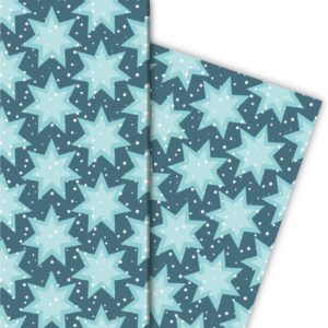 Kartenkaufrausch: Sternen Geschenkpapier mit Schnee, aus unserer Weihnachts Papeterie in blau