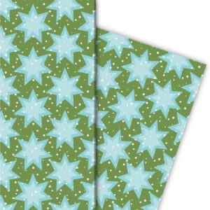 Kartenkaufrausch: Sternen Geschenkpapier mit Schnee, aus unserer Weihnachts Papeterie in grün