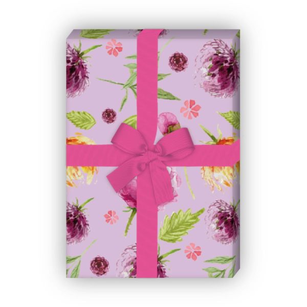 Kartenkaufrausch: Sommerliches Geschenkpapier mit Blumen, aus unserer Geburtstags Papeterie in rosa