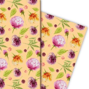 Kartenkaufrausch: Sommerliches Geschenkpapier mit Blumen, aus unserer Geburtstags Papeterie in gelb