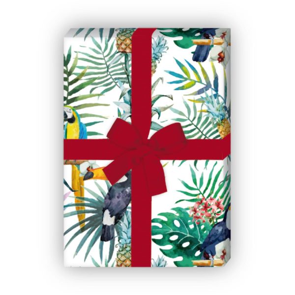 Kartenkaufrausch: Tropisches Sommer Geschenkpapier mit aus unserer Geburtstags Papeterie in multicolor